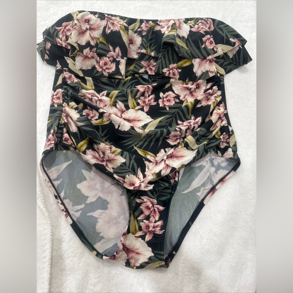 Kona Sol Women's ruffle Bandeau  - Floral Print botanical size XL XLarge - Picture 5 of 9